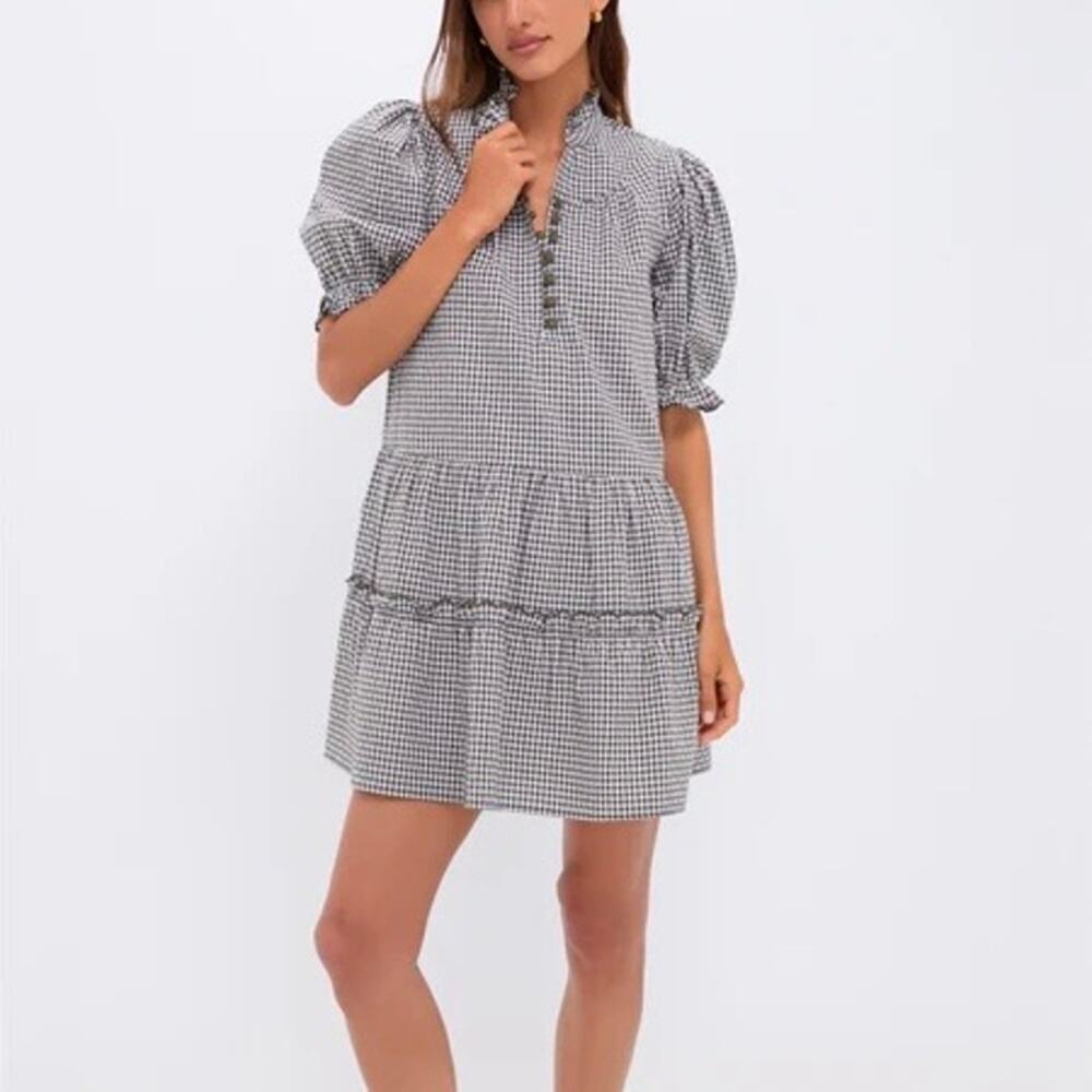 NWT Pomander Place Tuckernuck Green Gingham Mini Selena Dress Size Large